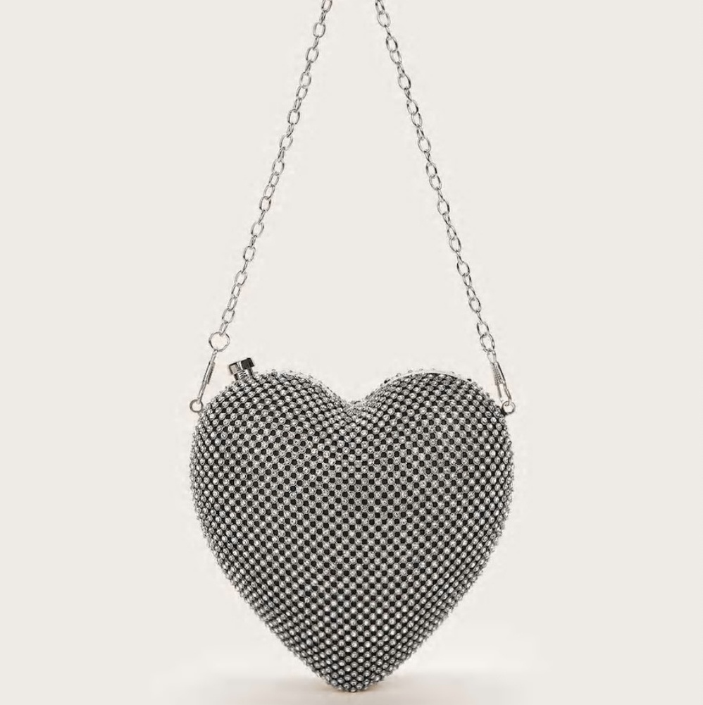 Rhinestone Heart Constellation Clutch
